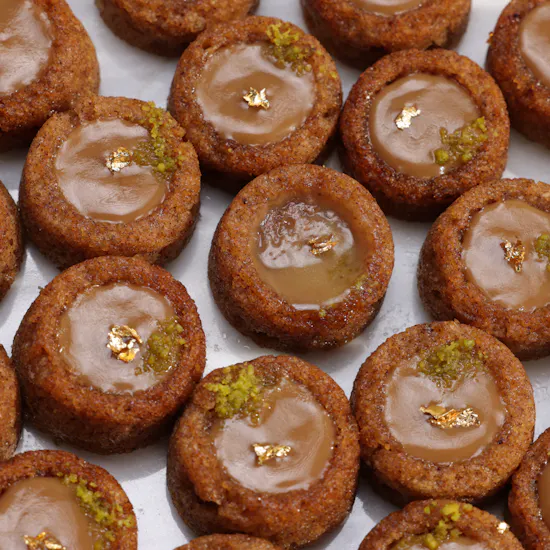 Mathaaq Date Basbousa with Butterscotch Plate