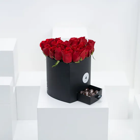 Heart Box of Roses & Chocolate