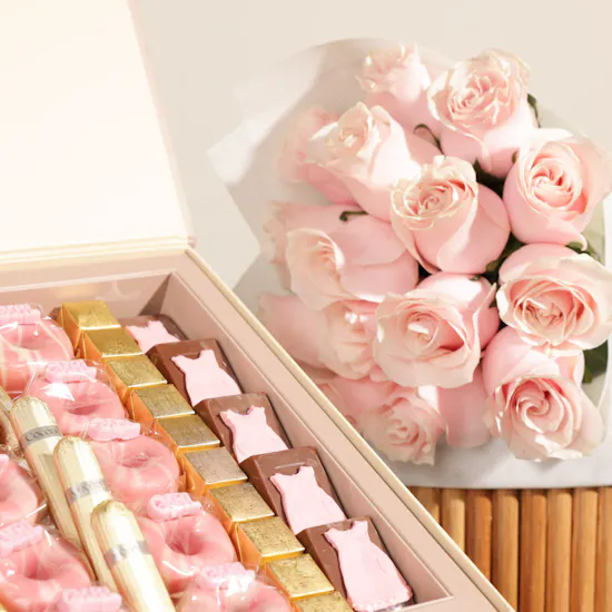CocoaNuts Baby Girl Chocolate Box | Welcome Baby Girl Flowers