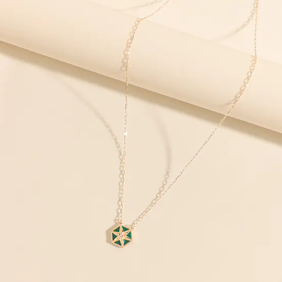 Midad Bahja Green Color Gold Necklace