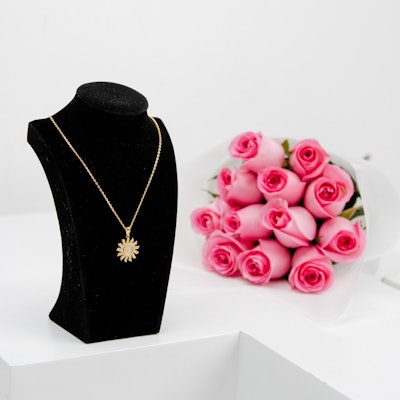Artsy Sun Celestial Necklace | Pink Roses