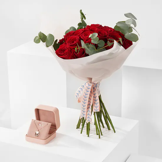 Floward Letter F Rose Gold Plated Necklace | Romantic Roses