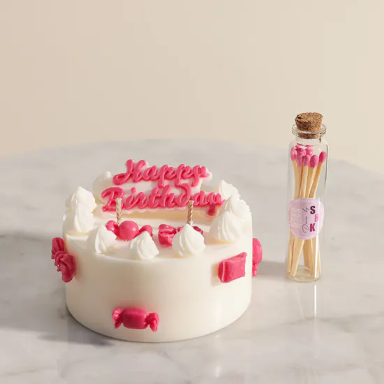 Done By SHK Fuchsia Happy Birthday Cake Candle