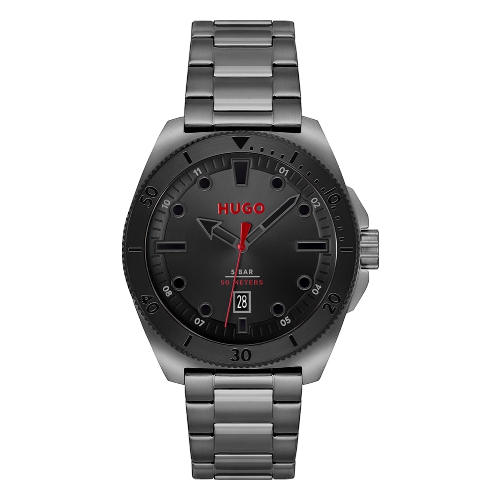 Hugo Men s Grey Stainless Steel Watch Floward Abu Dhabi