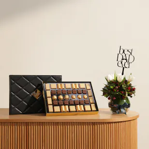 Bostani Black Leather Chocolate Box | Best Dad Shiny Flower Vase