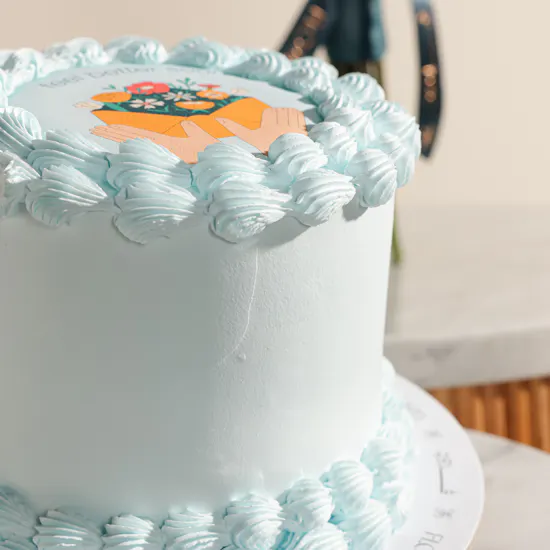 Floward Feel Better Soon Blue Cake | Bright Days Flower Bouquet