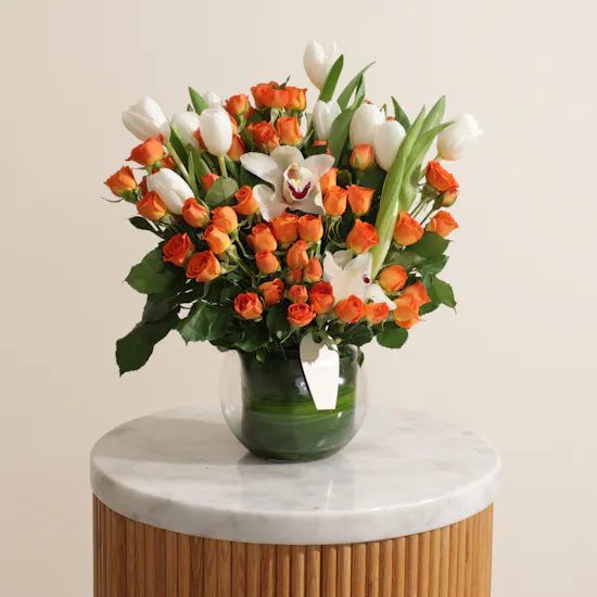 Vibrant Rose and Tulip Vase