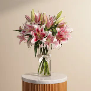 Pink Grace Lily Vase | 8 Flowers