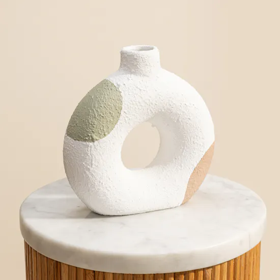Nno Deux Beige and Green Vase