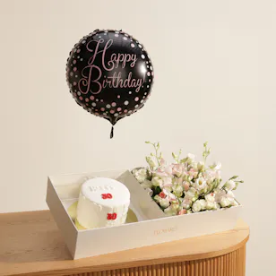 Floward Birthday Bliss Cake with Flowers and Balloon Floward Birthday Bliss Cake with Flowers and Balloon