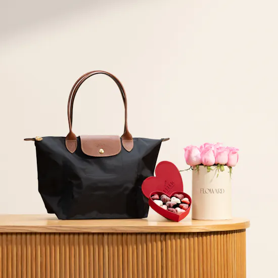 Longchamp Large Black Tote Bag | Fleur Chocolates and Flowers