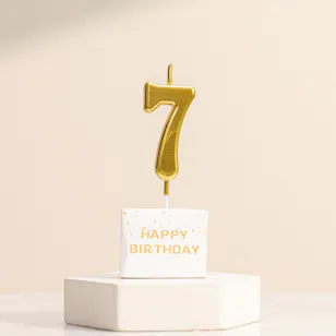 The Party Station Number 7 Gold Candle