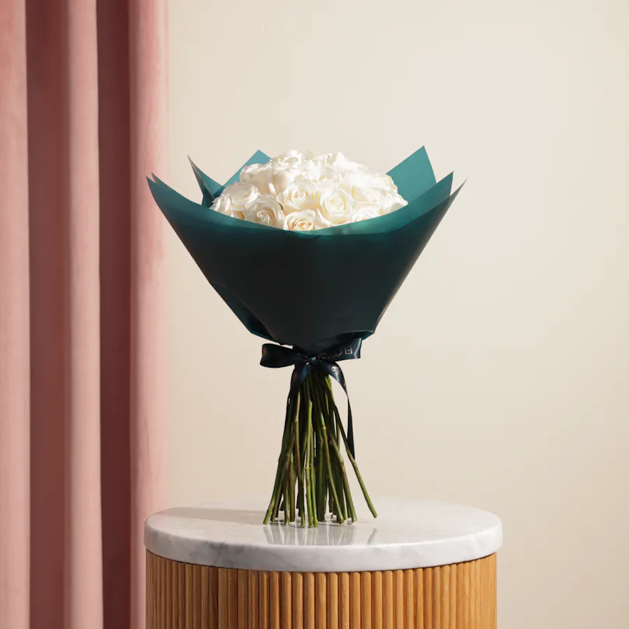 White Roses Bouquet | 35 Rose Flowers 5