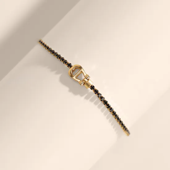 Aigner Iara Black Stones Gold-plated Women's Bracelet