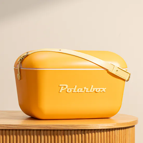 Polarbox Orange with Yellow Font and Handle 20L Ice Box