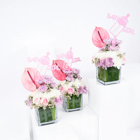 New Baby Girl Reception Vases | Cutie Trio