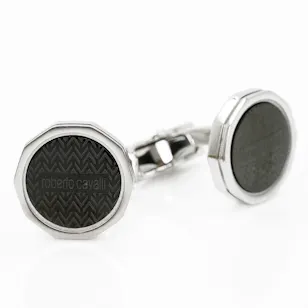 Roberto Cavalli Cuﬄinks | Silver and Black 