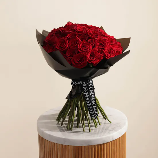 50 Red Roses | Black Wrap