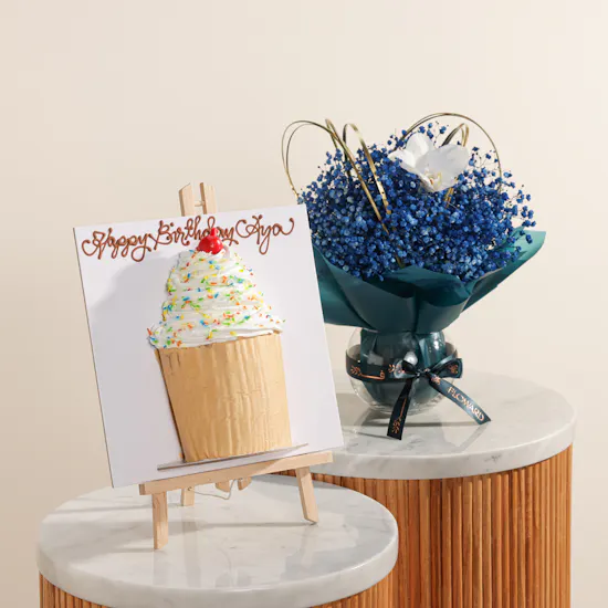 Floward Personalized Giant Cupcake Half Portrait Cake | Happy Moments Flowers