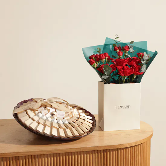 Patchi Eid Al Adha Chocolate Purple Glass Tray | Charming Flower Bouquet