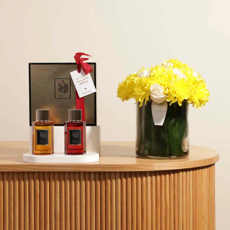 Ibraheem Al-Qurashi Al Wafia Duo Perfumes Box | Bright Flower Vase 6