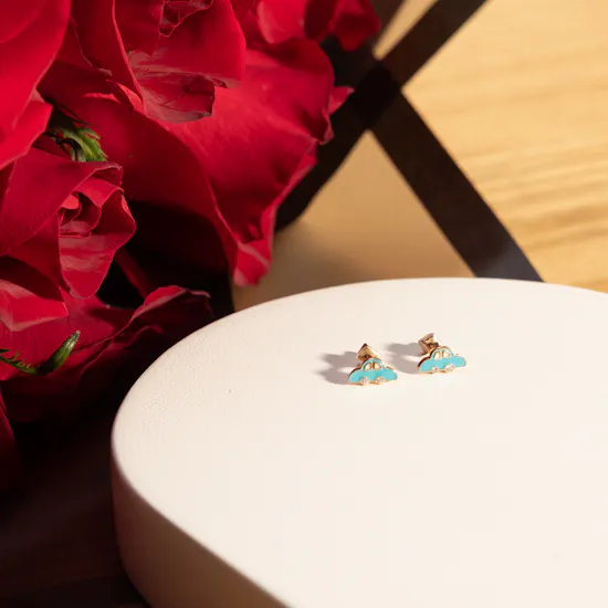 Siran by Iram Blue Car Earrings | Dazziling Flowers Bouquet