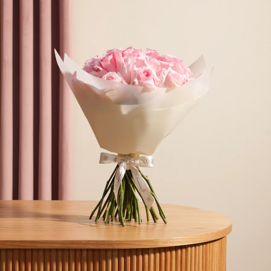 Pink Roses Bouquet | 35 Flowers 6