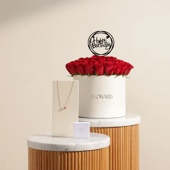 Caroline Svedbom Valentina Heart Necklace | Happy Birthday Flowers Box