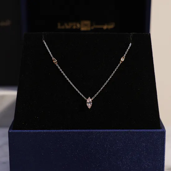 Lapis Pink Diamond Stone Gold Necklace