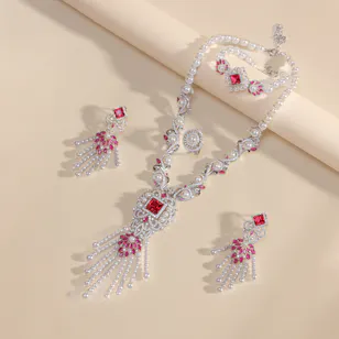 The Princess Pearl Set | Silver and Ruby Stones