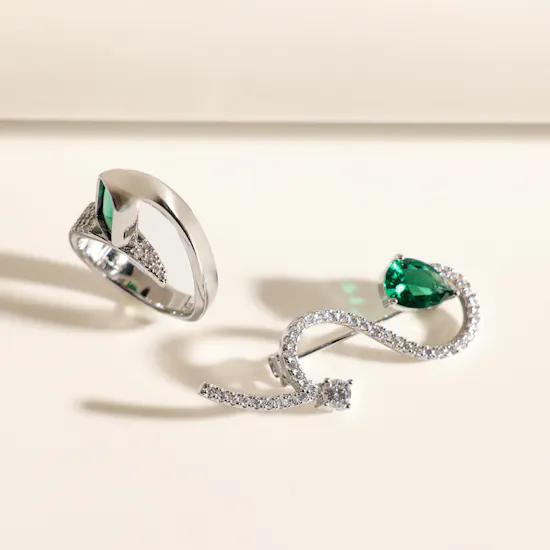 Floward Green Emerald Twisted Women's Jewelry Set