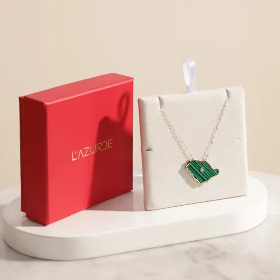 L'azurde Instyle KSA Map Gold and Diamond Necklace