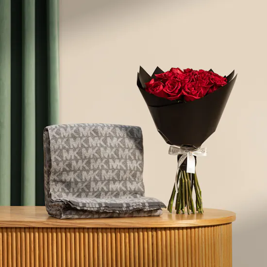Michael Kors Grey Poncho | Red Majesty Flowers