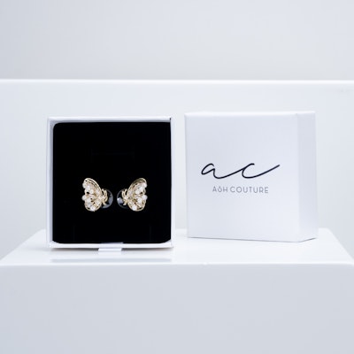 Butterfly Fresh Water Pearl Earring Gold Plated