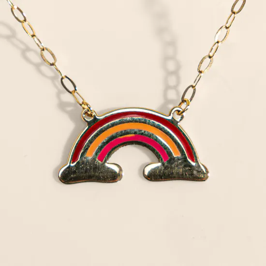 Miss L' Kids Gold Rainbow Enamel Coated Necklace