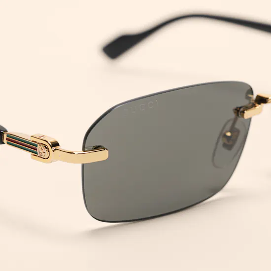 Gucci Rimless Gold-tone Rectangular Men's Sunglasses