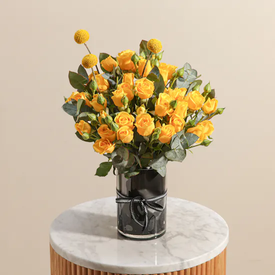 Hearty Yellow Baby Rose Vase