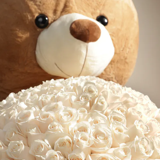 Floward Teddy Bear XL | 200 Roses