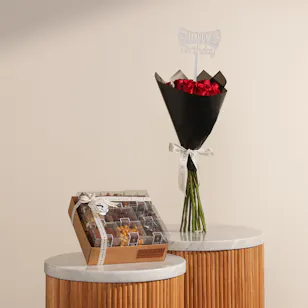 Soucolat Mixed Nuts and Slabs Collection Box | Birthday Joy Bouquet