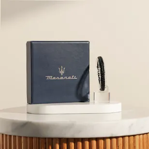 Maserati Men Black Leather Bracelet