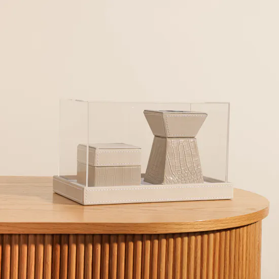 Cascades Tray Set With Leather Mabkher and Incense Box | Beige