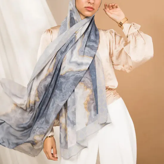 Emma Slate n’ Gold Scarf | Flowers of Passion
