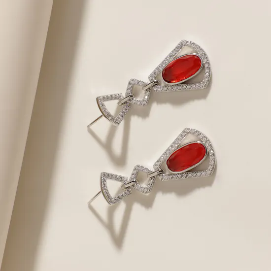 Floward Crimson Grace Silver Earrings