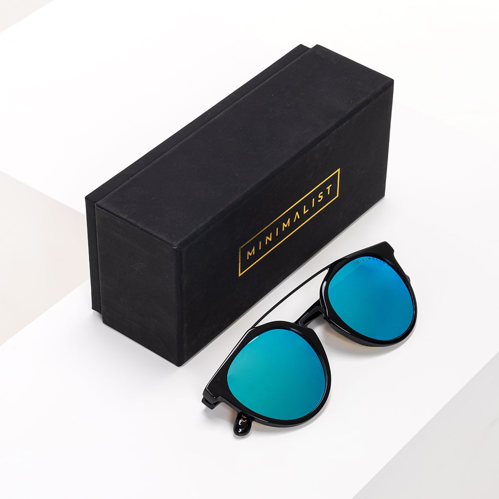 Minimalist Retro | Black & Blue Mirror 