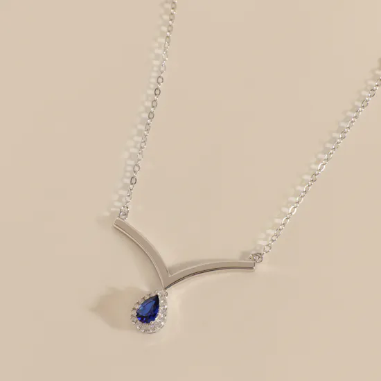Floward Raindrop Sapphire Stone Necklace