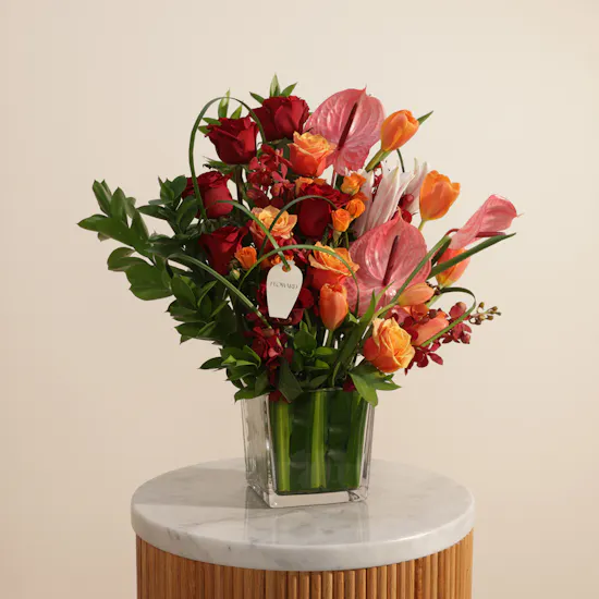 Golden Sunset Bloom Flowers Vase
