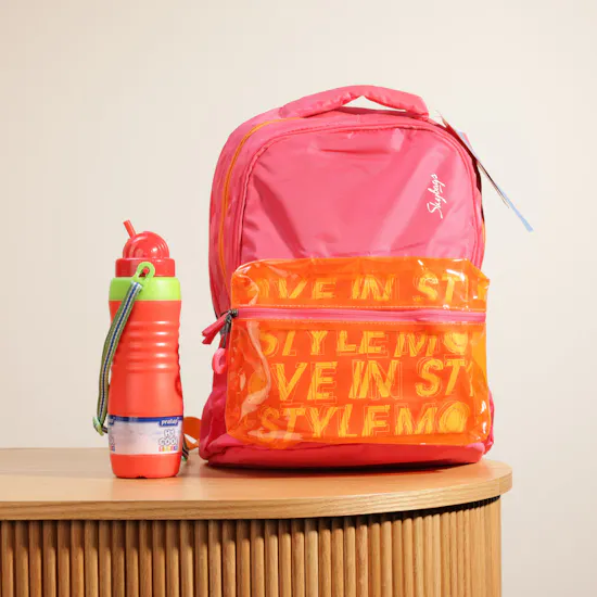Back to School Pink Backpack & Bottle Set
