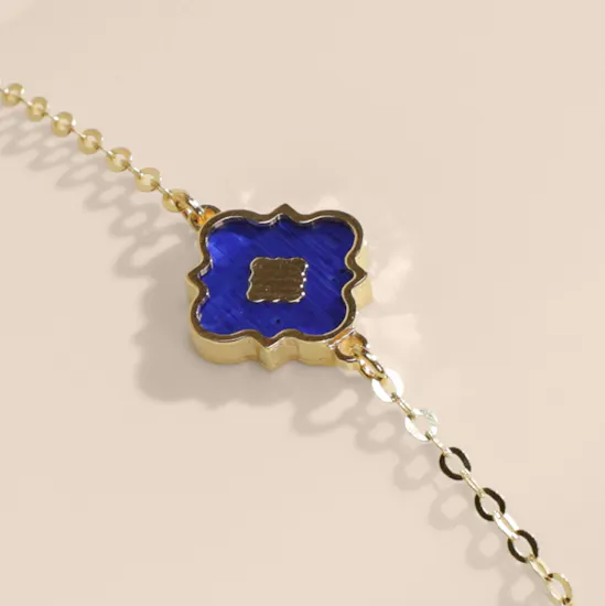 Damas Amelia London Blue Mother of Pearl Yellow Gold Bracelet