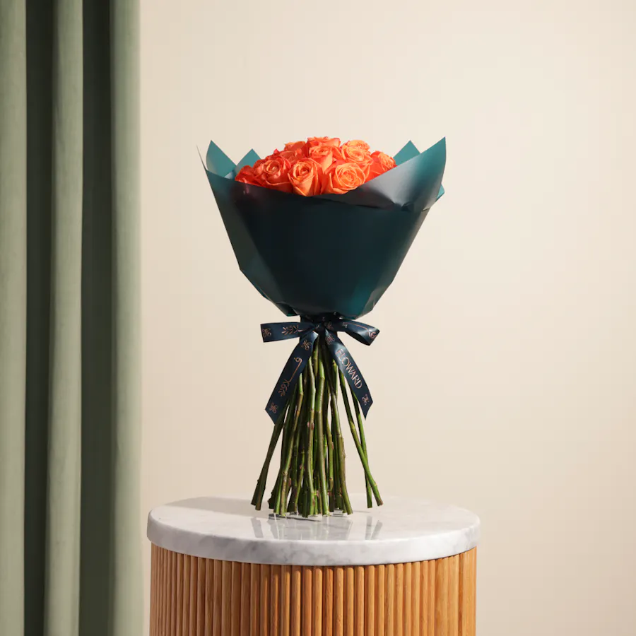 Orange Roses Bouquet | 35 Flowers 6