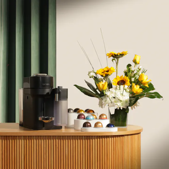 Nespresso Vertuo Lattissima Black Coffee Machine | Petals & Dreams Vase